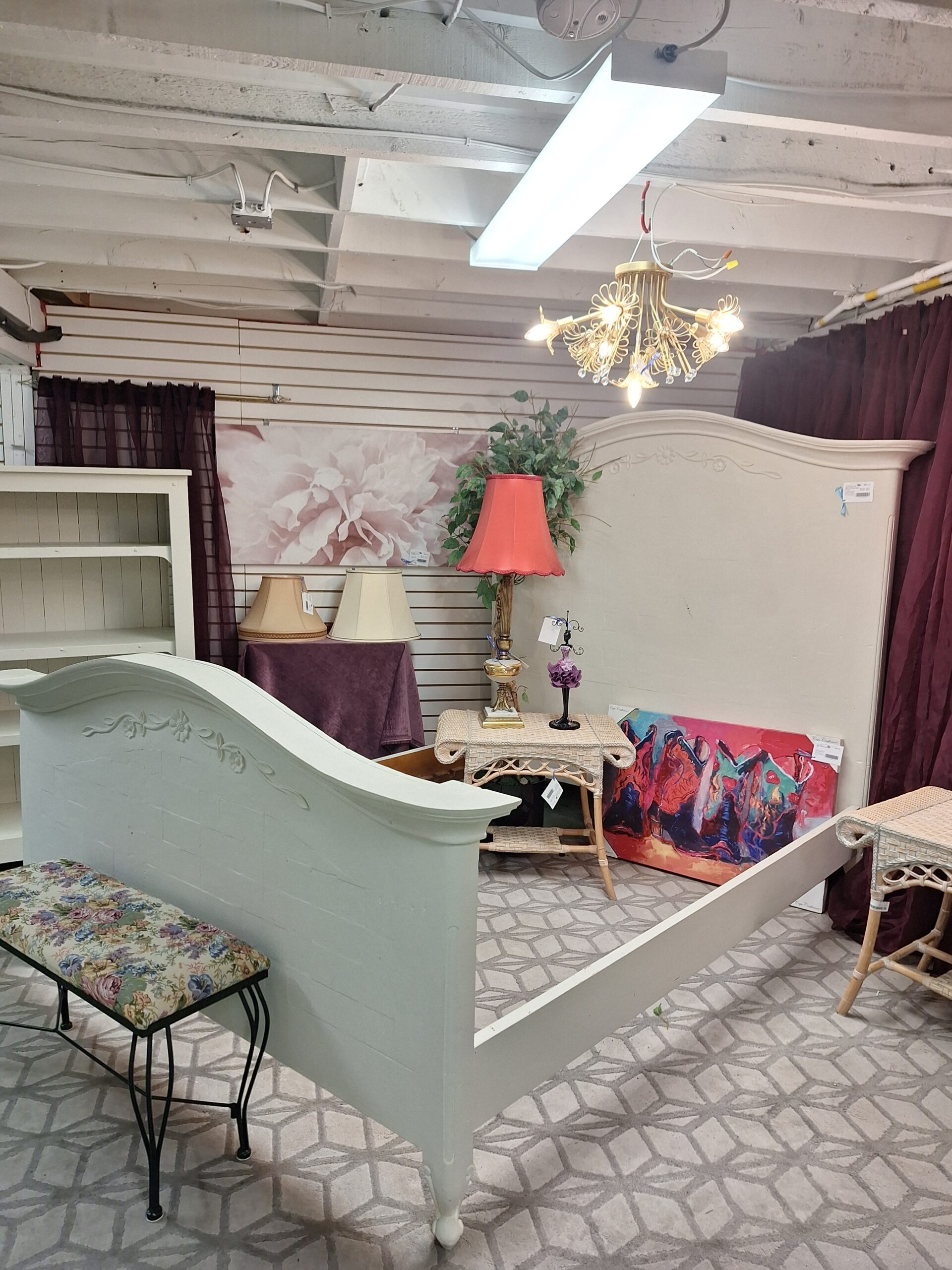 Solid Wood Off-White Painted Bed Frame