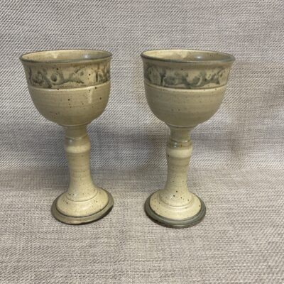 PAIR Studio Pottery Goblets- Beige/Blue