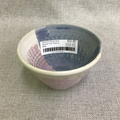 Deborah Doran Teal Blue & Pink Pottery Bowl