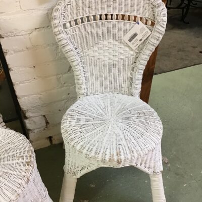 Distressed White Wicker Chair