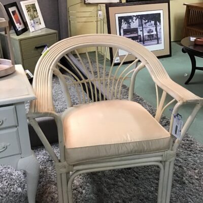 Off-White Painted Bamboo Armchair