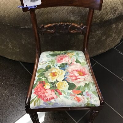 Dark Wood Floral Print Dining Chair