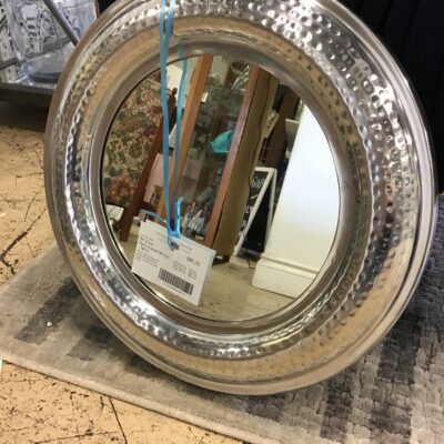 Rd Silver Hammered Mirror – 18″D