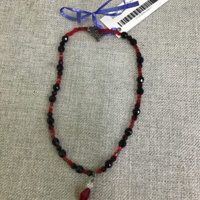 Vintage Red & Black Beaded Necklace