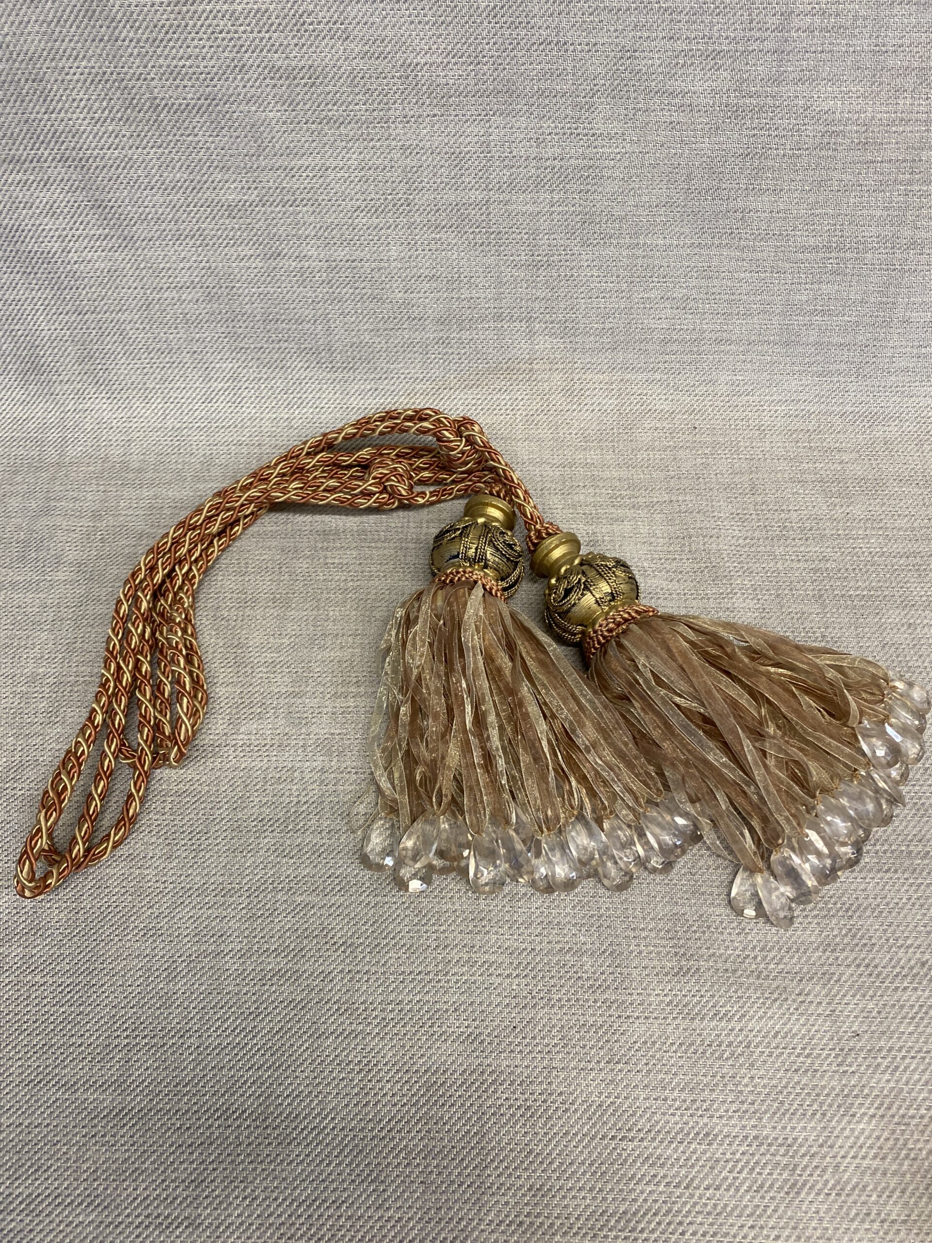 Pair Curtain Tie Backs – Coral & Gold