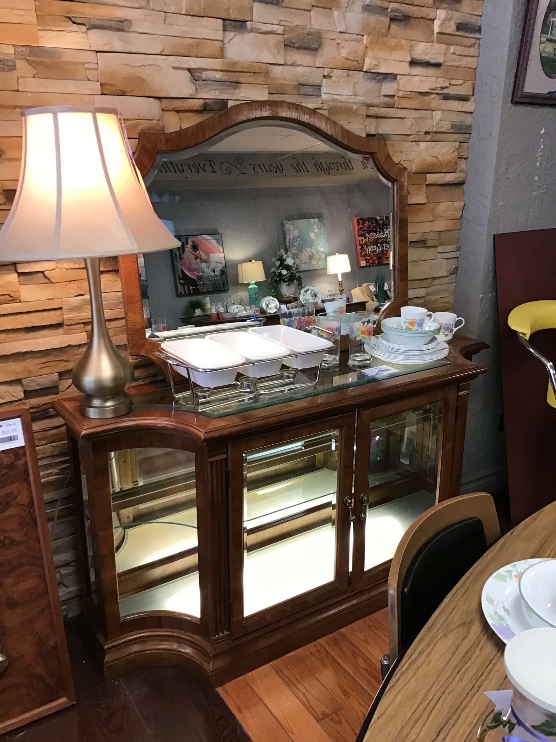 Vintage Pulaski Furniture Hall Cabinet w Mirror