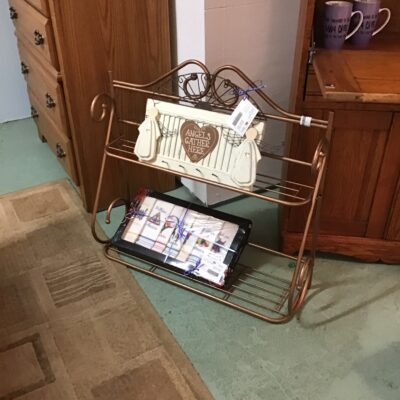 2-Tiered Rose Gold Metal Shelving Unit