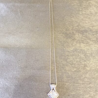 Sterling Silver Necklace – Crystal Pendant