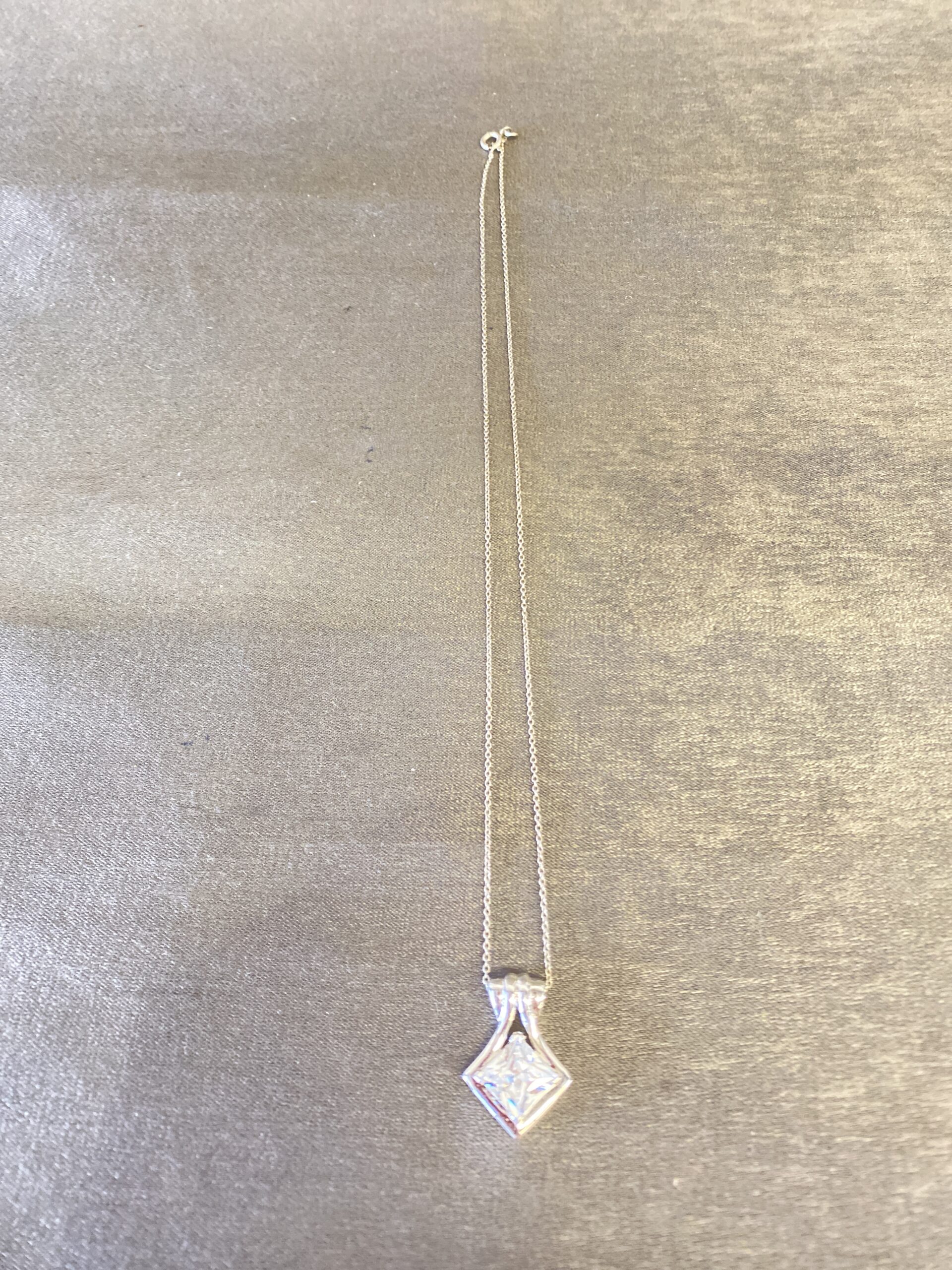 Sterling Silver Necklace – Crystal Pendant