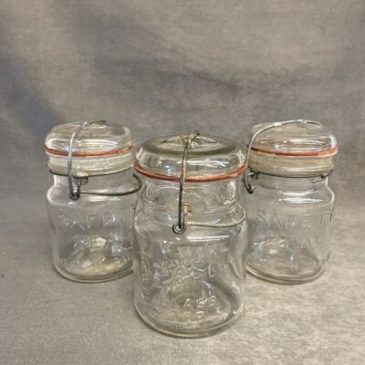 Set 3 Vintage Glass Storage Jars