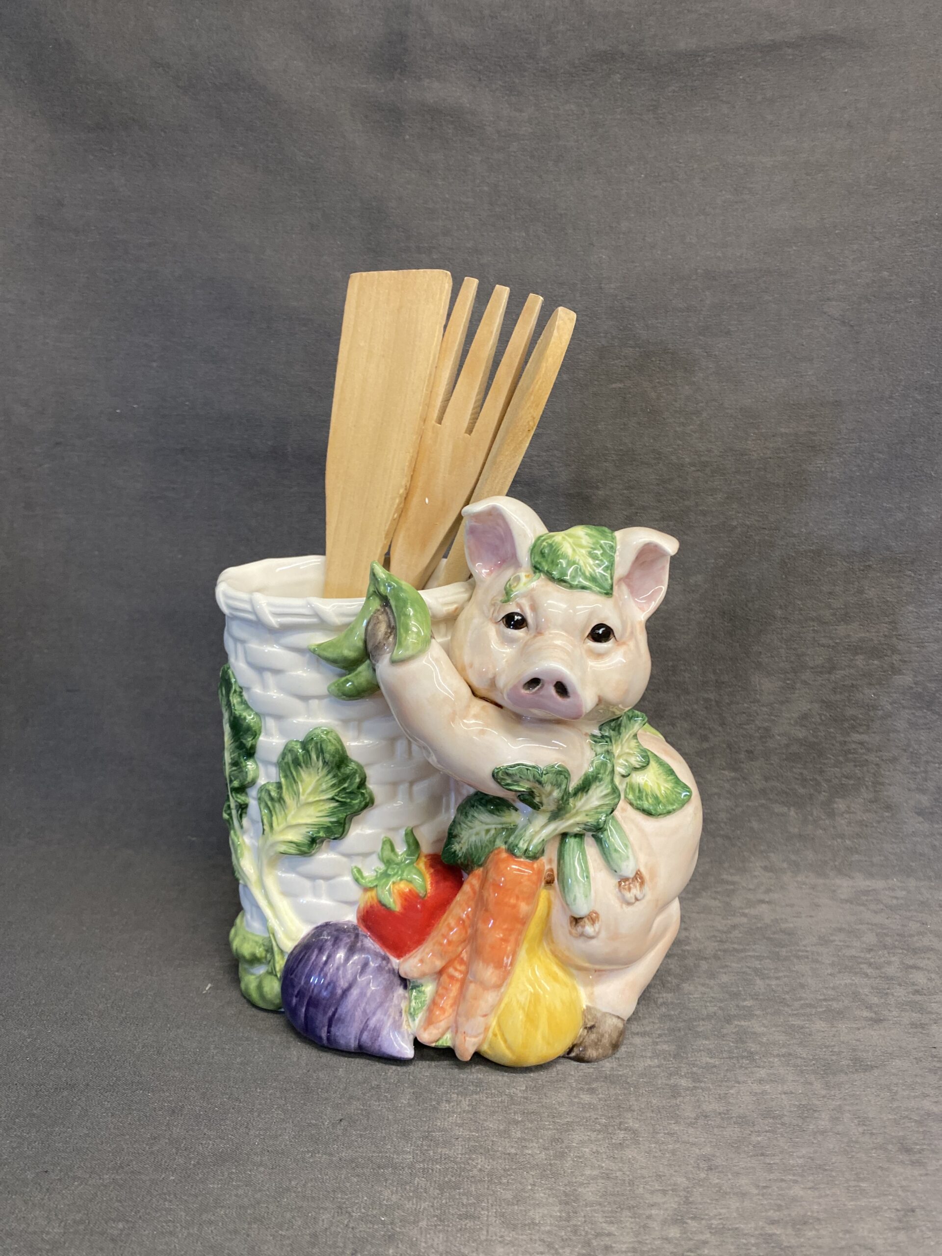 Fitz & Floyd Utensil Holder & 3 Utensils