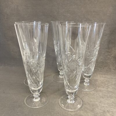 Set 5 Pinwheel Crystal Pilsner Glasses