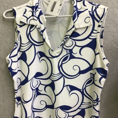 White And Blue Print Sleeveless Top