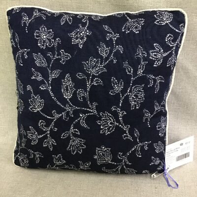 Navy Blue & White Patterned Throw Pillow
