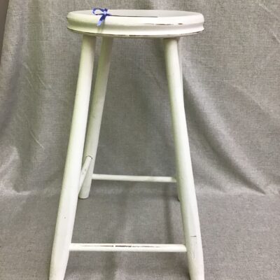 Off-White Round Wooden Counter Stool
