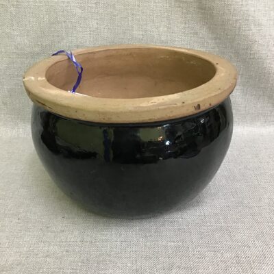 Round Black Ceramic Planter