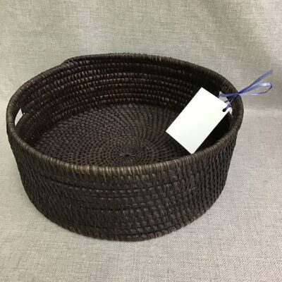 Round Dark Brown Wicker Tray