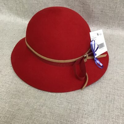 Red Wide Brim Womens Hat