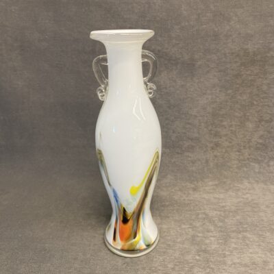 Art Glass Bud Vase – White