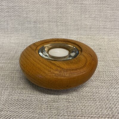 2PC Carved Wood Tea Light Holder