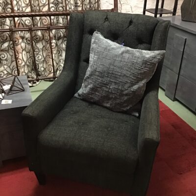 Dark Grey Upholstered Tufted Armchair