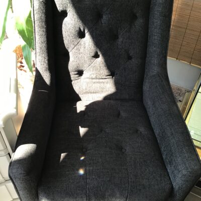 Dark Grey Upholstered Tufted Armchair