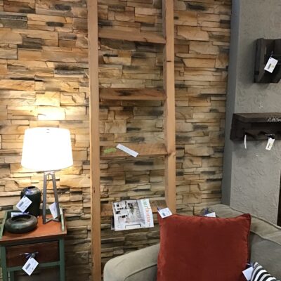 Large Natural Wood Ladder Shelf