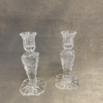 PAIR Pinwheel Crystal Candlesticks
