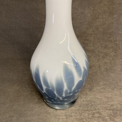 Small Glass Vase – White/Blue -7″