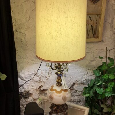 Vintage Gold Leaf Hollywood Regency Lamp- 38.25″h