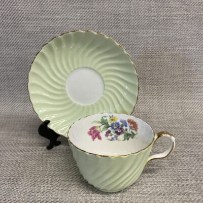 Aynsley Teacup & Saucer – Light Green