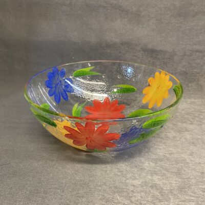 Glass Bowl – Painted Flowers