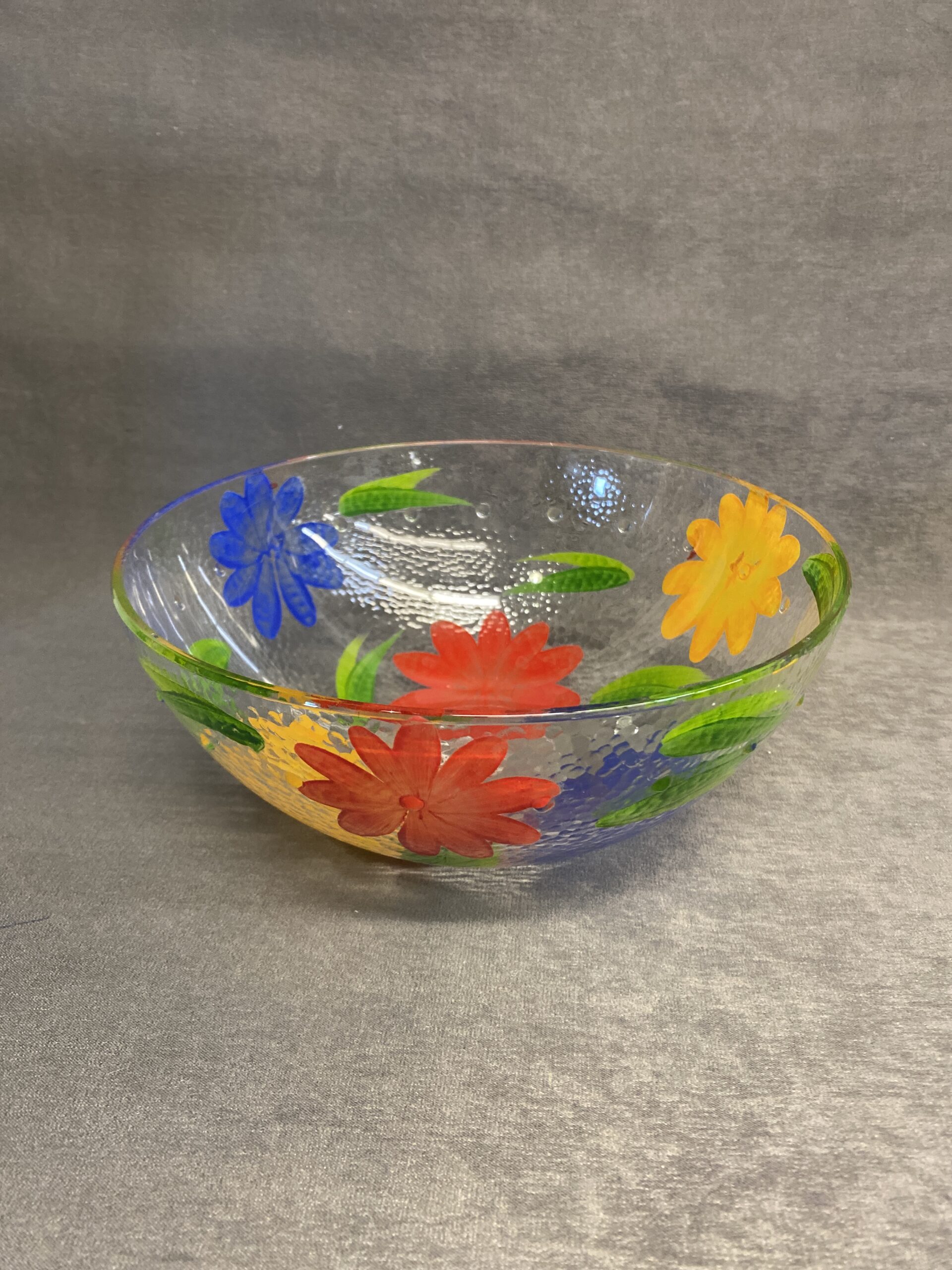 Glass Bowl – Painted Flowers