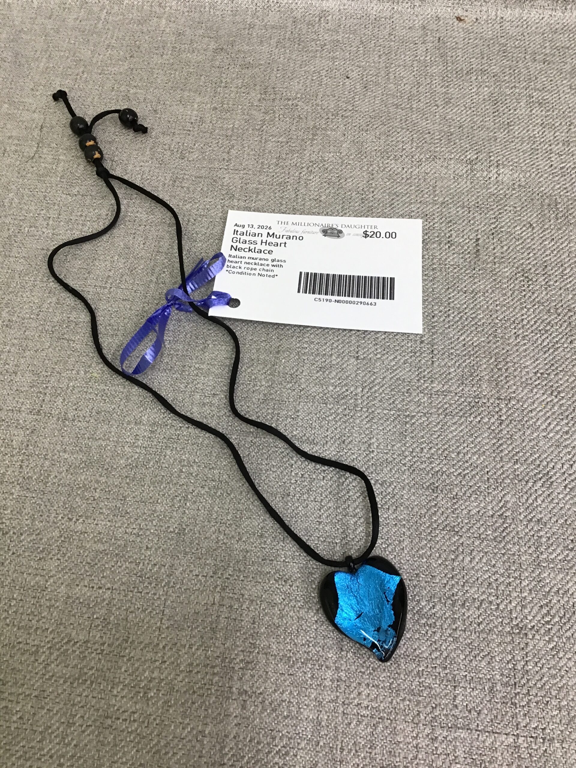 Italian Murano Glass Heart Necklace