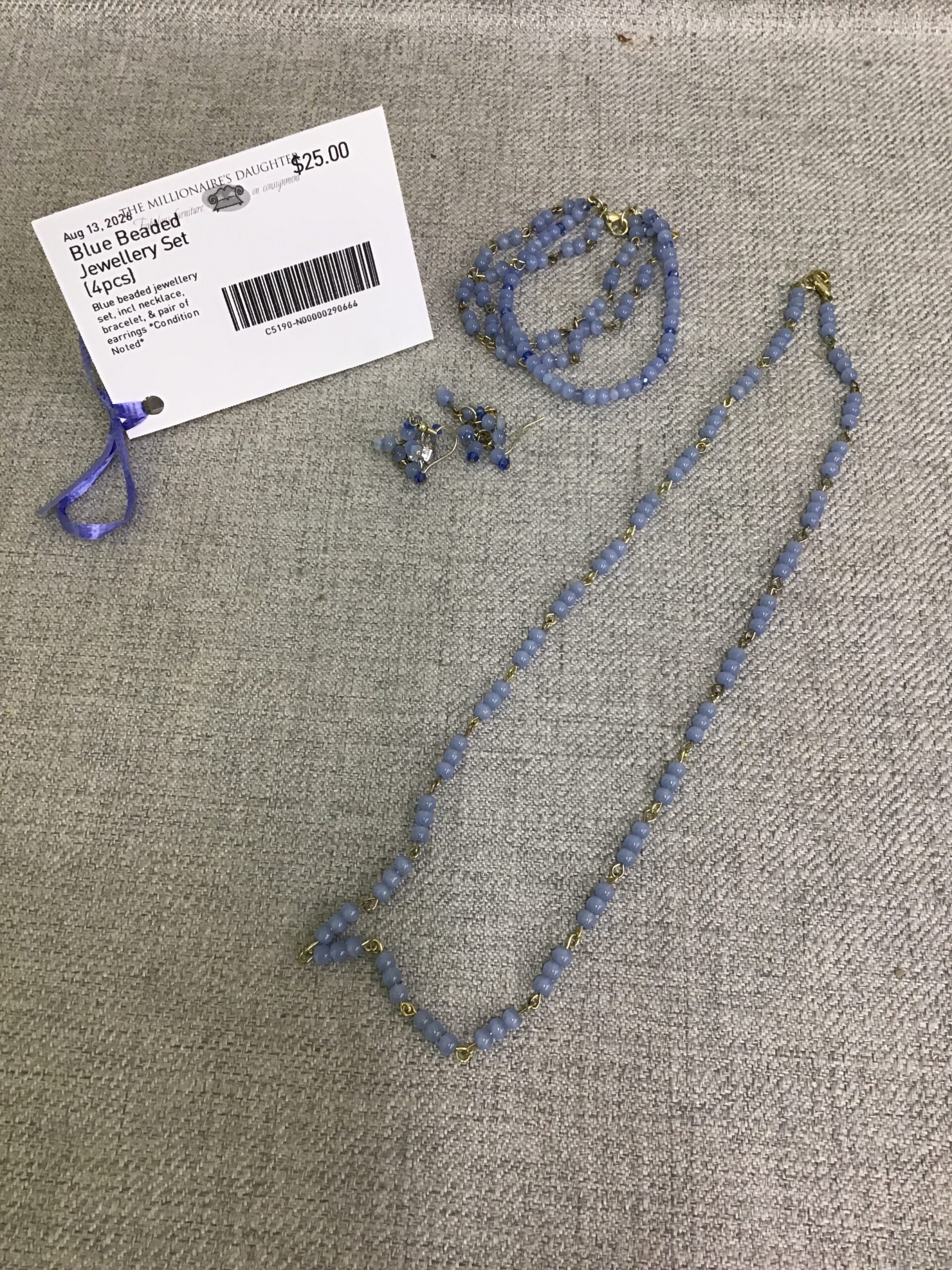Blue Beaded Jewellery Set (4pcs)