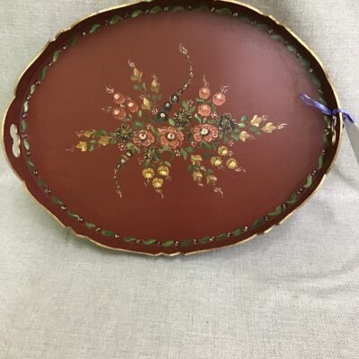 Wooden Oval Hand Painted Tray