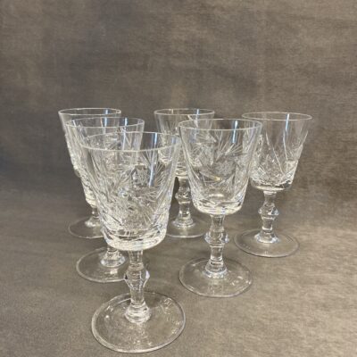 Set 6 Pinwheel Crystal Sherry Glasses