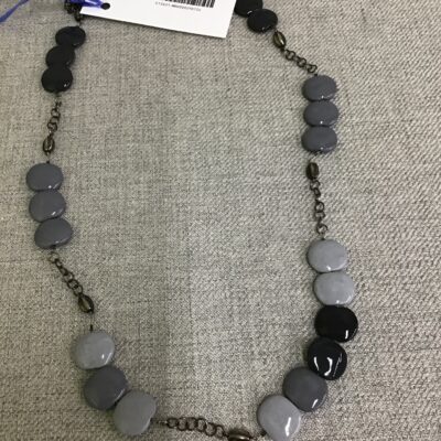 Long Black & Grey Stones Necklace