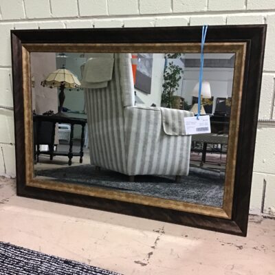 Framed Beveled Mirror – Brown