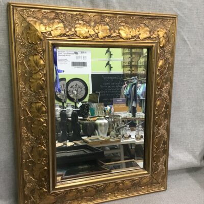 Gold Tone Framed Beveled Mirror