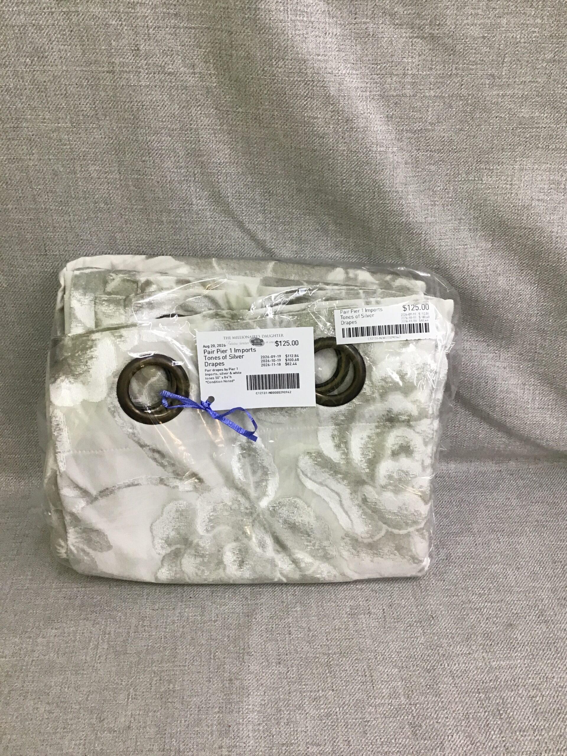 Pair Pier 1 Imports Tones of Silver Drapes