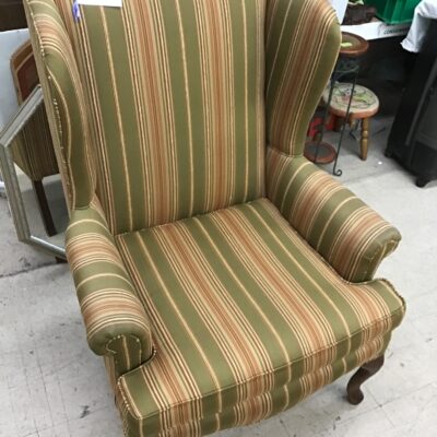 Striped Lay-Z-Boy Wingback Chair