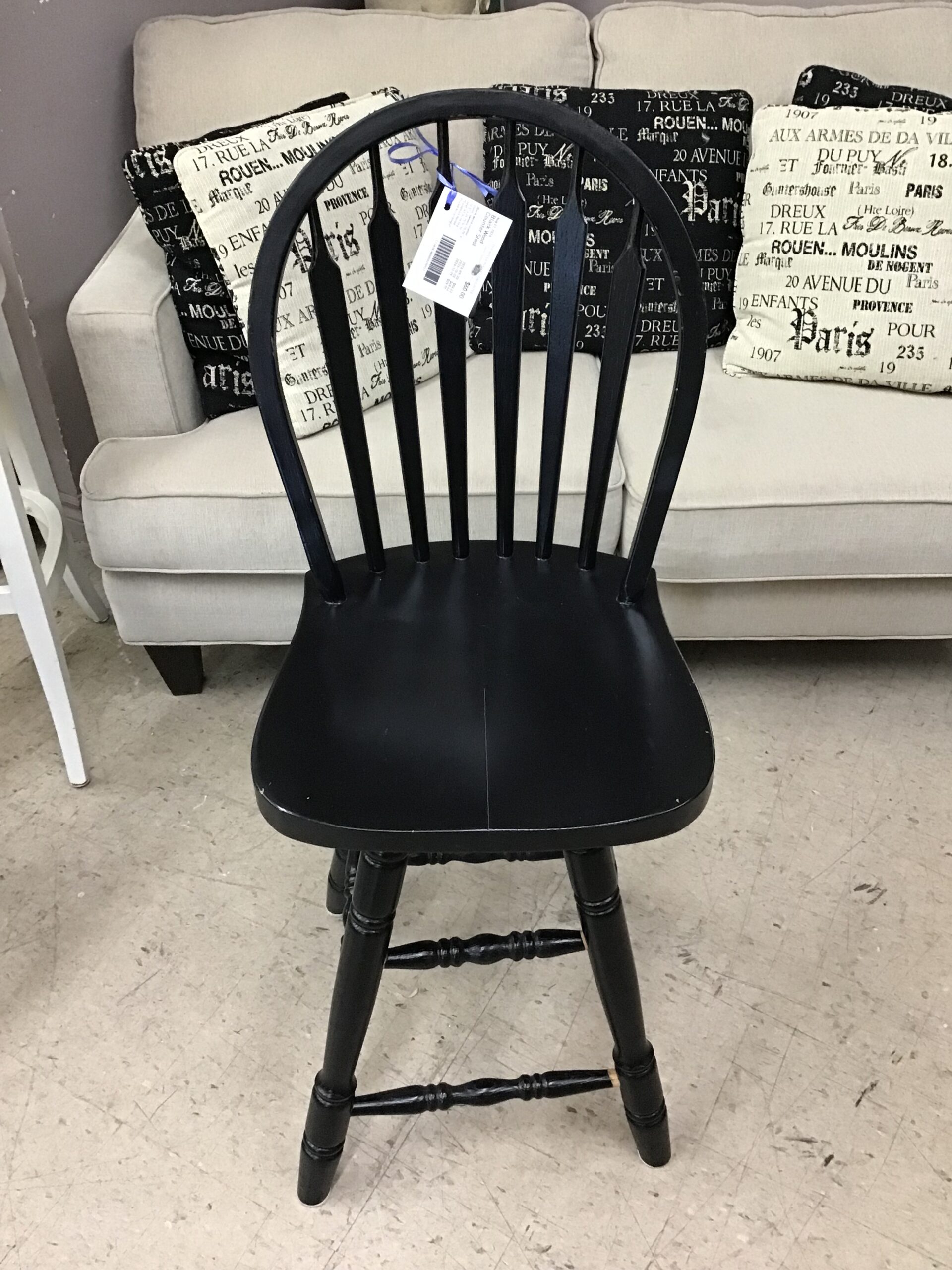 Black Wood Counter Stool