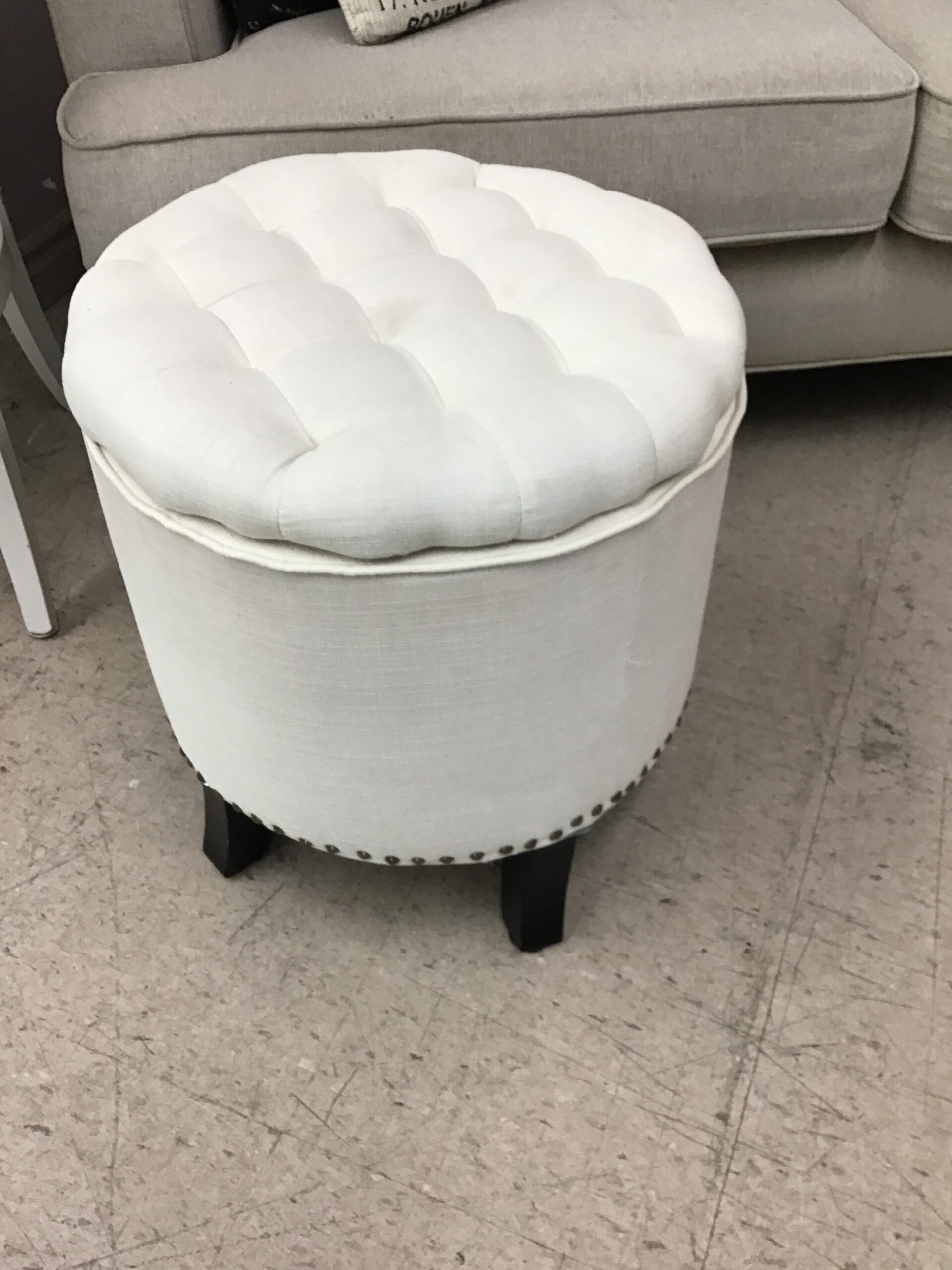 Modern Round Upholstered Storage Ottoman