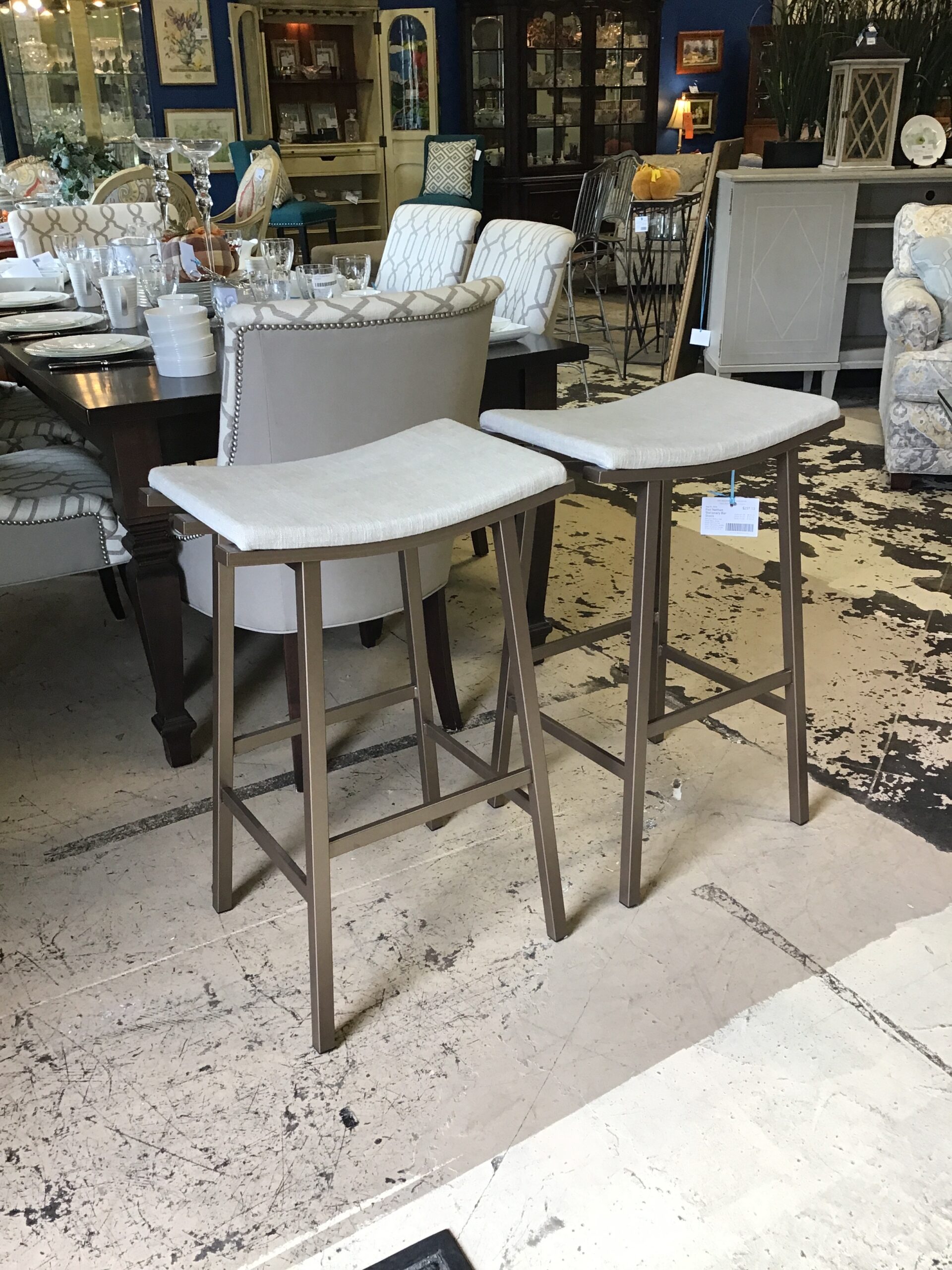 Pair Nathan Stationary Bar Stools