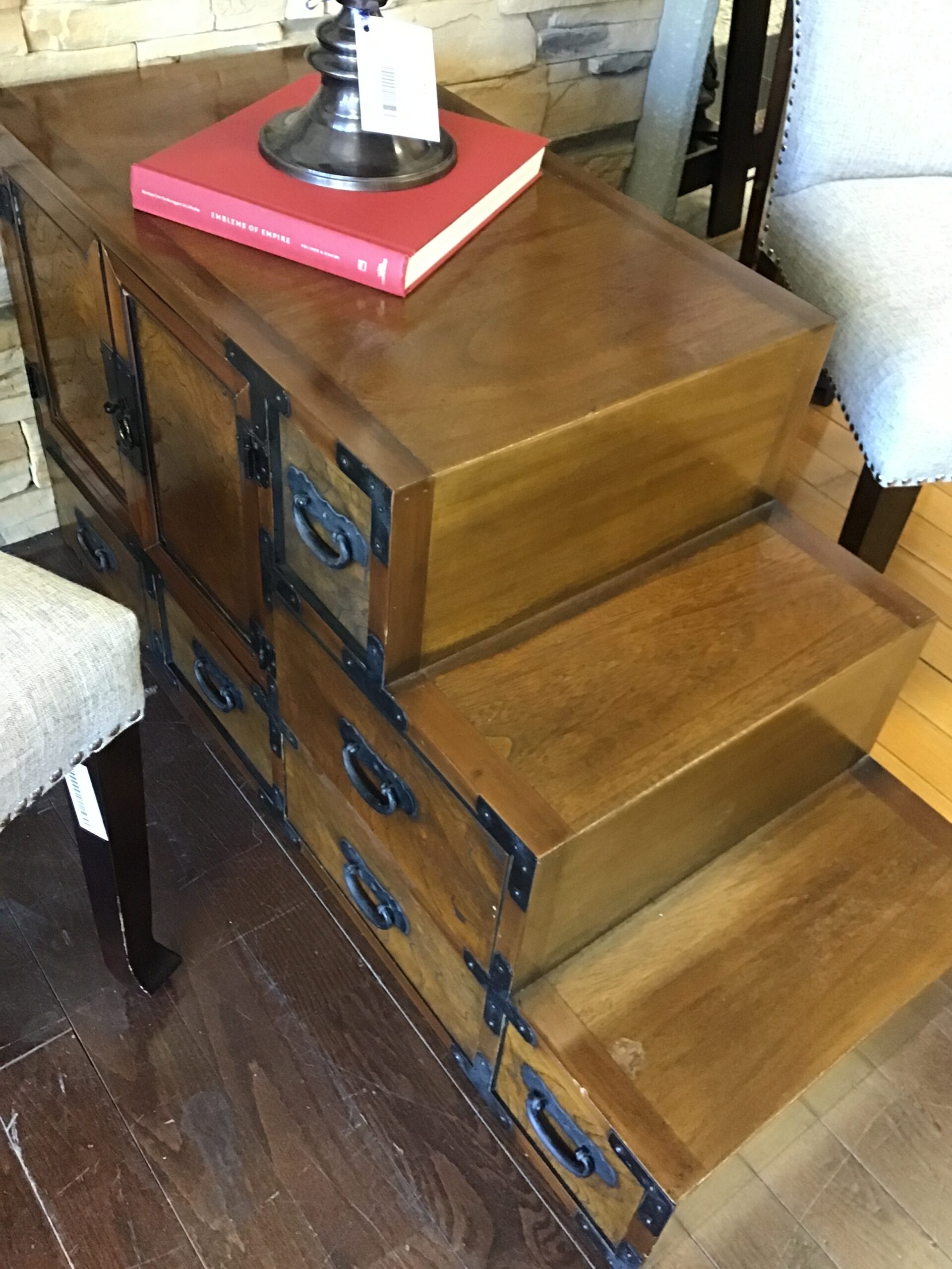 Unique! Vintage Tansu Style Step Shelf