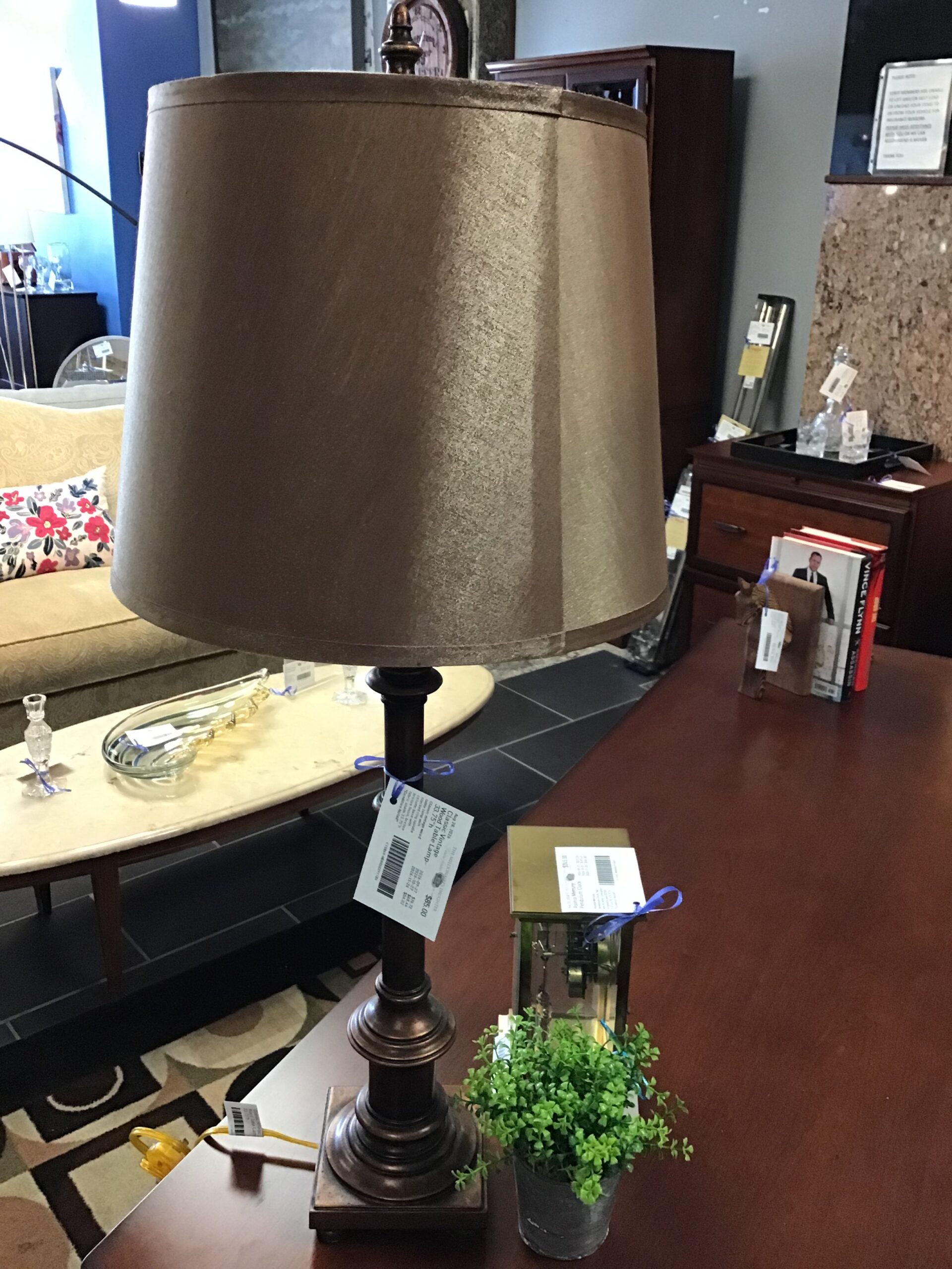 Classic Vintage Wood Table Lamp- 33.75″h