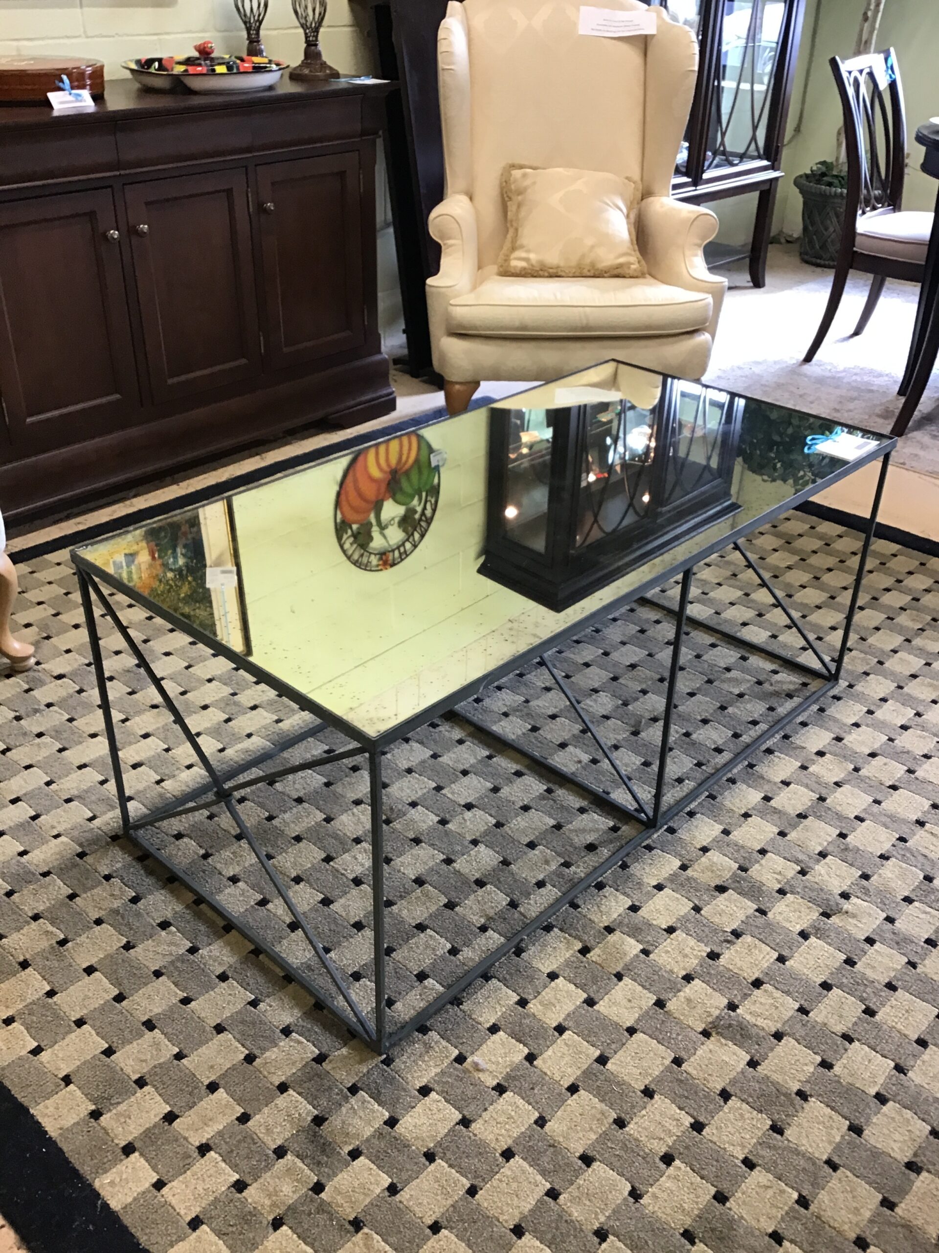 Iron/Mirrored Glass Coffee Table – Condition