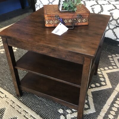 Dark Wood Square Side Table