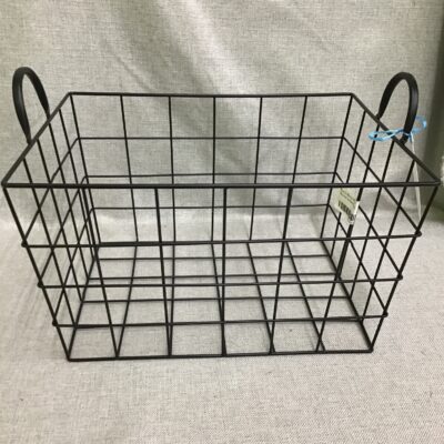 Black Metal Wire Basket w Handles